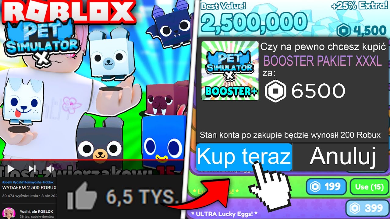 ZOSTAWILIŚCIE 6500 ŁAPEK WIĘC WYDAŁEM 6500 ROBUX w PET SIMULATOR ...