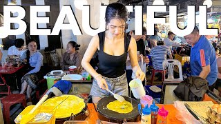 Street Food Queen - Cute Overloaded People Wait For Rice Egg - The Most Beautiful Lady in Lao #food