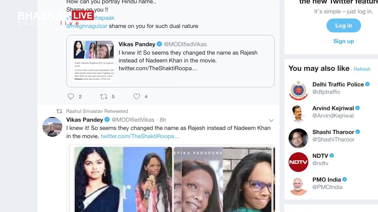 ‘Chhapaak’ trends as acid attacker’s name changed- Bhaskar Live English News