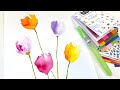 How to Paint Easy Colorful Watercolor Flowers - Quick Greetings Card Idea - Waterbrush Tutorial