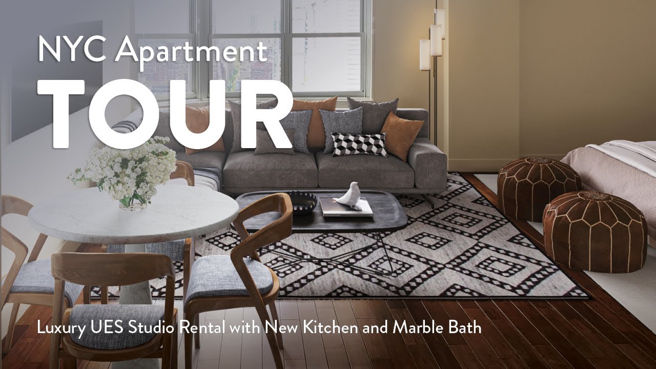 NYC Apartment Tour Luxury UES Studio Rental with New Kitchen and Marble Bath (The Pavilion