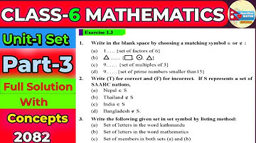 Class 6 Math Chapter 1 Set Exercise 1.3 Solution | Class 6 Math Exercise 1.3 Solution English Medium