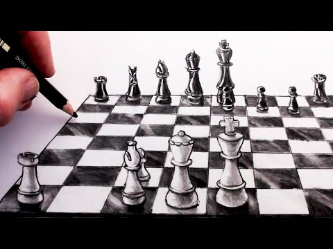 How to draw chess game  Drawing Chessboard 