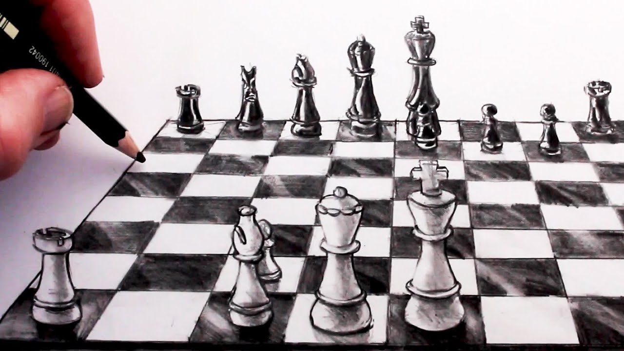 Draw an infinite chessboard in perspective, using straightedge only