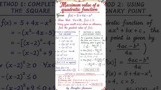 Maximum value of a quadratic function #maths #fyp #shorts #shortvideo #short #shortsfeed.
