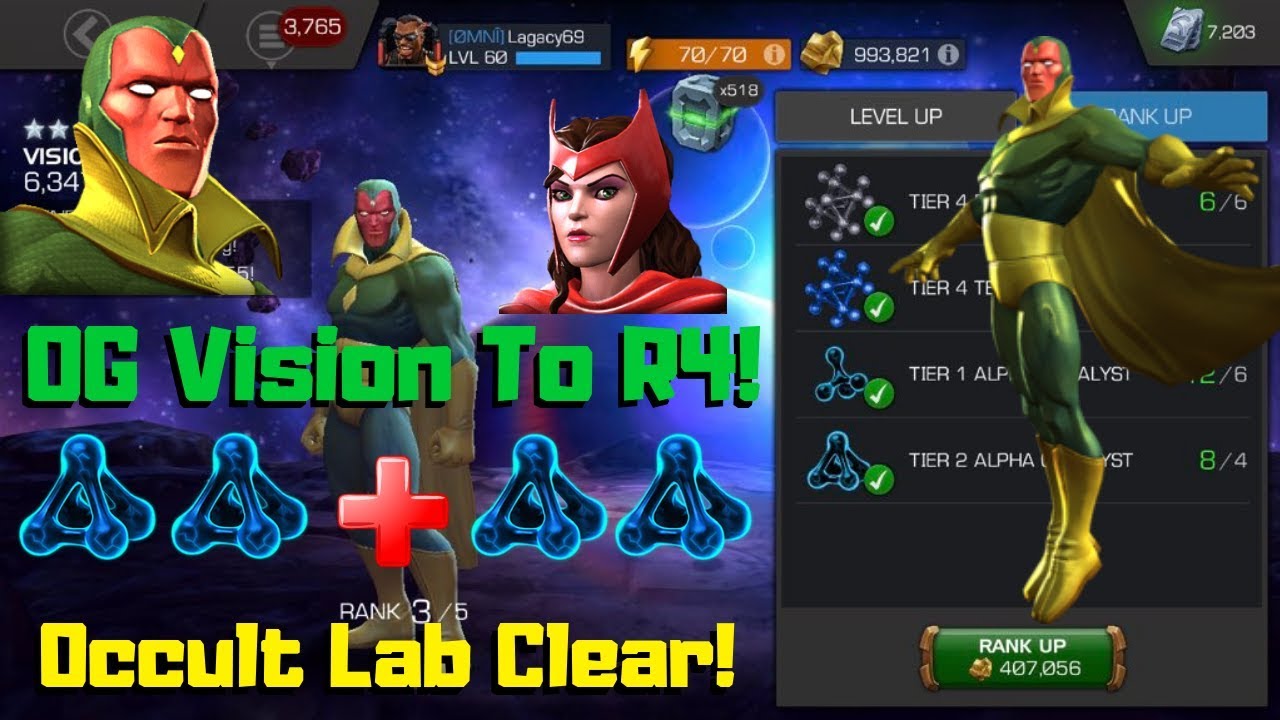 5* OG Vision To Rank 4! Gameplay! Occult Lab Clear! - Marvel Contest Of Champions