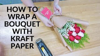 DIY (Eng sub) How to wrap a bouquet with kraft wrapping paper