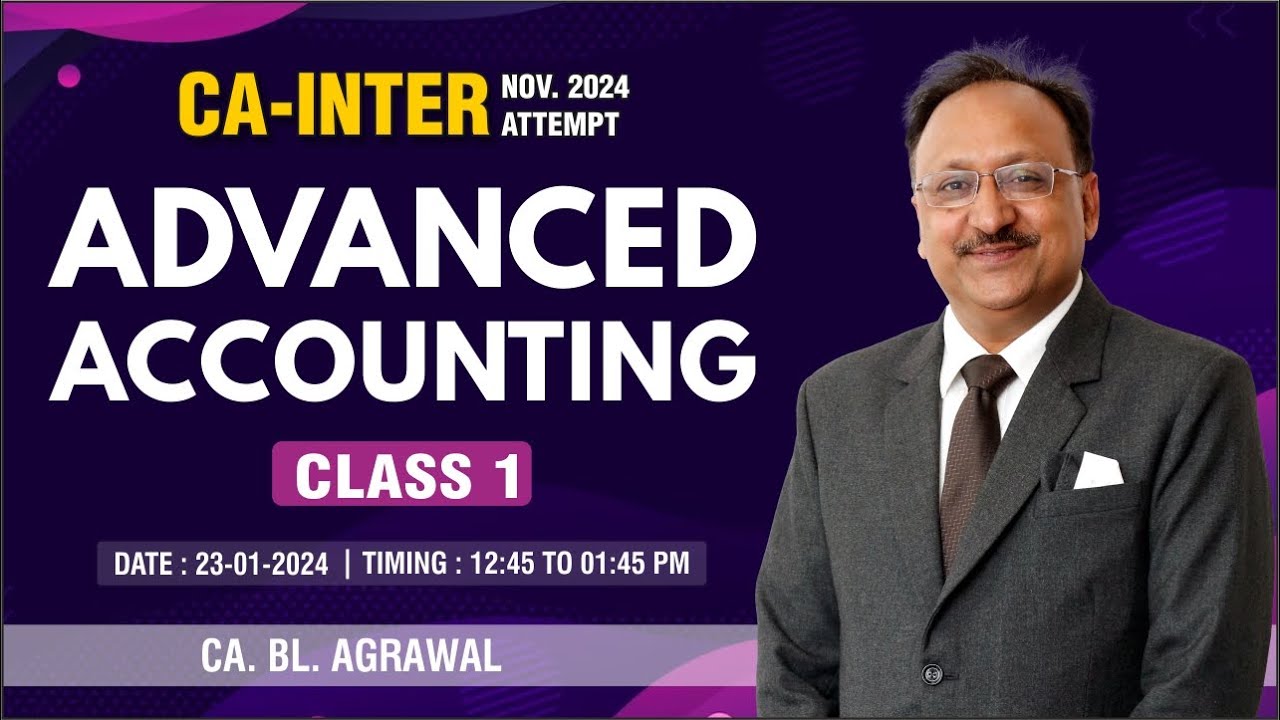 CA Inter Advanced Accounting | Investment Accounts & Bonus Shares | CA BL Agrawal