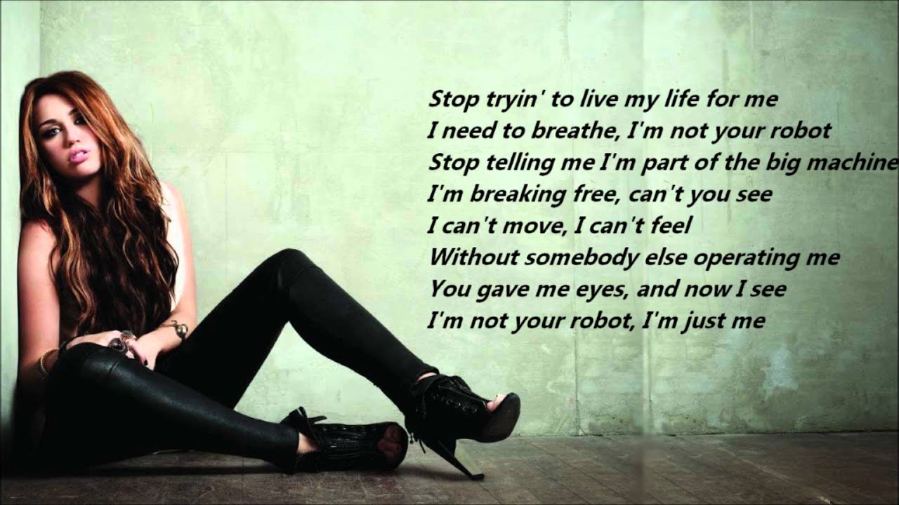 Miley Cyrus Robot Lyrics On A Screen Youtube