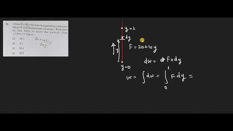 A force F= 20 + 10y acts on a particle in y- direction where F is in newton and y is in meter. Work