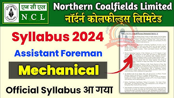 NCL Foreman Syllabus 2024 💯 NCL Assistant Foreman Mechanical Syllabus 2024 | NCL Syllabus 2024