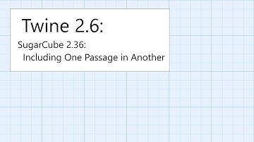 Twine 2.6: SugarCube 2.36: Displaying: Including One Passage in Another