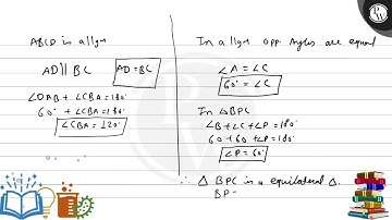 A B C D is a parallelogram in which ∠ A=60^∘. If the bisectors of ∠ A and ∠ B meet at P, prove th...