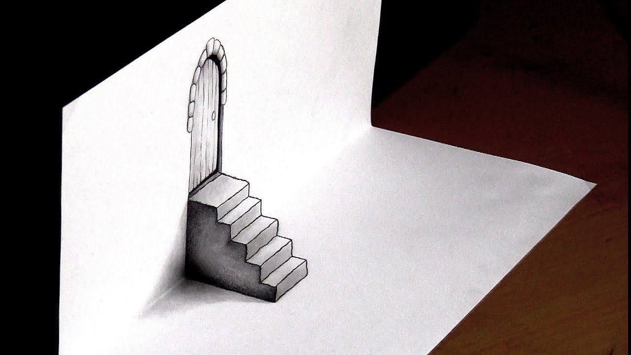 3D DRAWING of a Door and Steps || Optical Illusions - YouTube