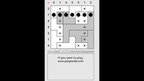 Grey is Odd - Today grids. Solution level 2 7X7 dated 07-13-2024 #logicpuzzles #logicgames  #games
