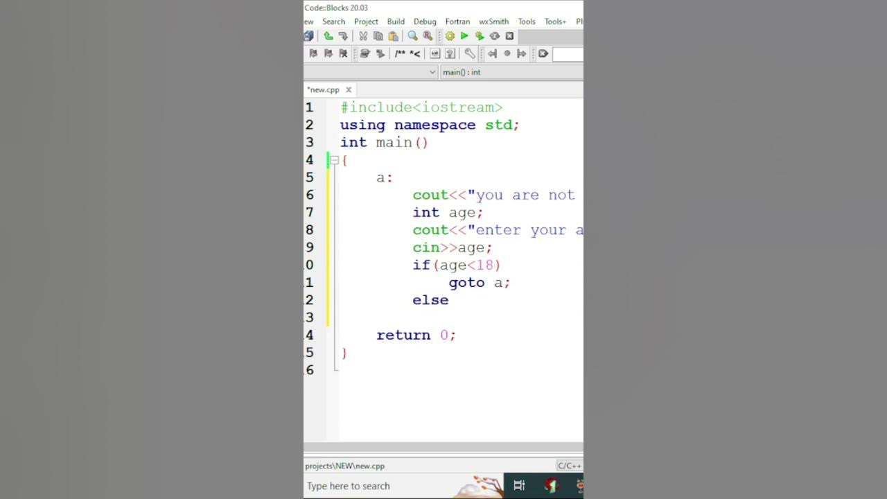 c++ tutorial / goto statement in c++ with example #shorts #ytshorts # ...