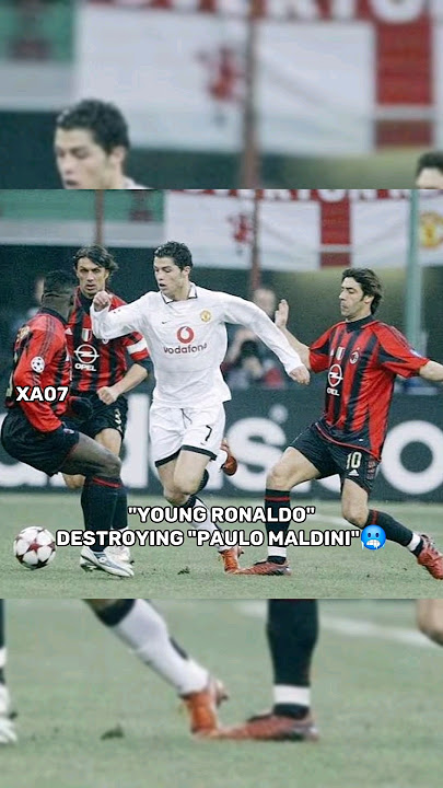 Young Ronaldo Gave Tough Time To Paulo Maldini🥶😱 #shorts #ronaldo #messi #shortsvideo