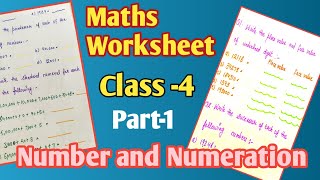 maths worksheet for class 4 2021 2022 part 1 chapter 1 number and numeration youtube
