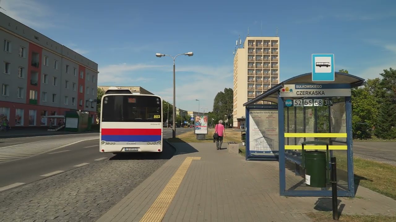 Poland, Bydgoszcz, bus 52 ride from Zbożowy Rynek to Czerkaska