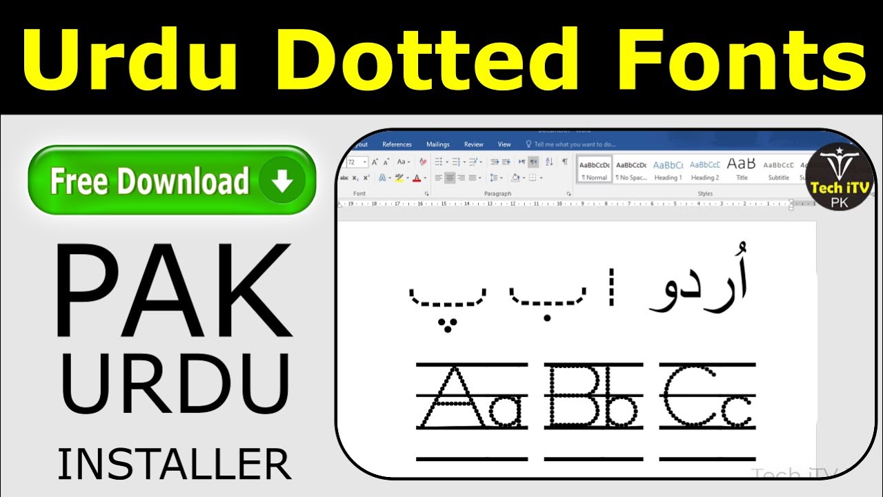 How To Write Urdu In MS Word Urdu Dotted Fonts Download Pak Urdu Installer Urdu Tracing