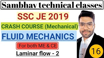 SSC JE 2019 CRASH COURSE by SAMBHAV SIR | FLUID MECHANICS | LAMINAR FLOW - 2 | CLASS 16