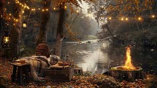 Firelight Glows Beneath the Rustling Trees | Autumn’s Breath Drifts Through the Silence of Leaves