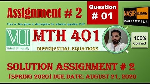 MTH401  Solution Assinment no 2 2020