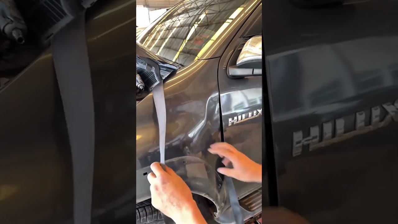 Smart Car Dent Repair Trick Using A Strap! 🚗🔧 #shorts #carrepair #mechanic #autobody #viral
