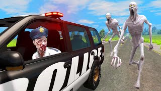 Escape From The Shy Guy (SCP-096) Shy Guy VS Zombie Cop  - Beamng Drive | TrainWorld