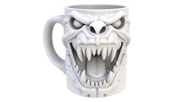 3D model of a monster mug. A emotional mug. Superhive, CGtrader, Cults3d (no sound)