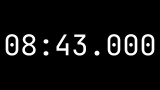Countdown timer 8 minutes, 43 seconds [08:43.000] - White on black with milliseconds