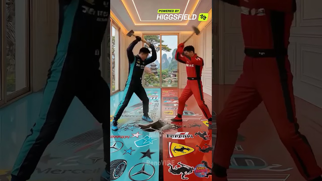 Mercedes vs Ferrari: Epoxy FLOOR Battle! 😮 #F1