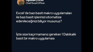 İşte size kaçırmamanız gereken 1 Dakikalık basit bir makro uygulaması