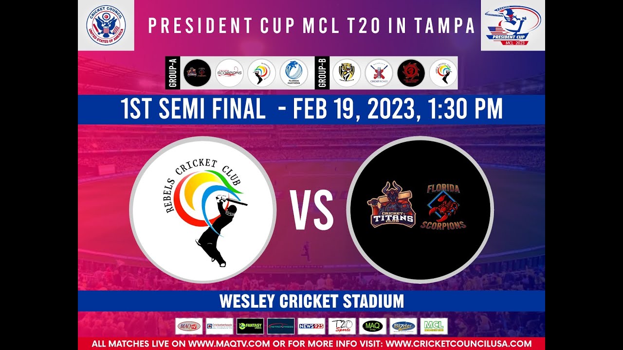 LIVE PRESIDENT CUP MCL T20 2023 SF1 TITANS SCORPIONS Vs REBELS CC