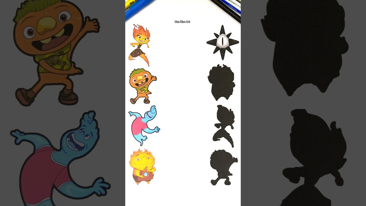 Elemental characters Line Matching Shadow  Puzzle!! 