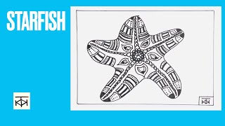 Learn how to draw a STARFISH with patterns: EASY, relaxing Zentangle drawing