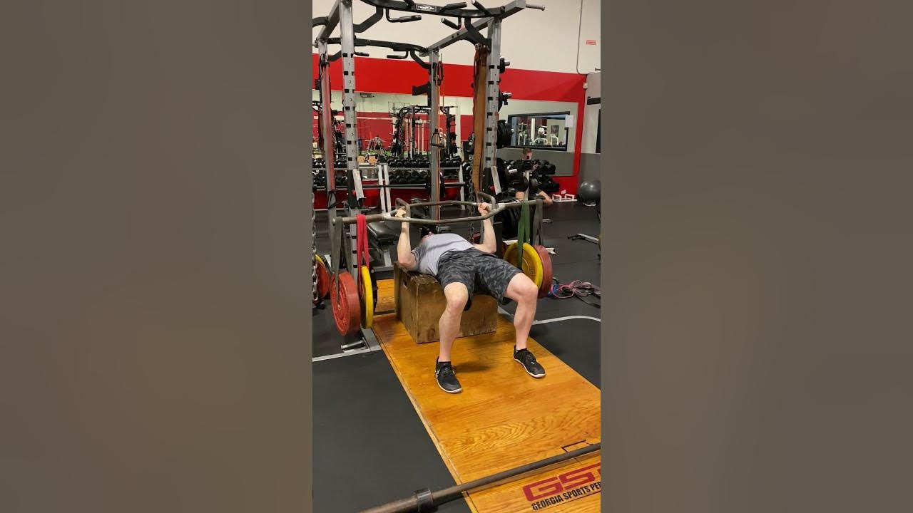 Most Difficult BENCH Press in POWERLIFTING!! Hanging Band Trap Bar
