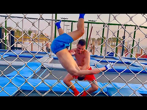 WWE MOVES AT THE TRAMPOLINE PARK - STEEL CAGE MATCH