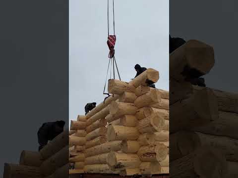 Процессы строительства домов и бань из дерева!