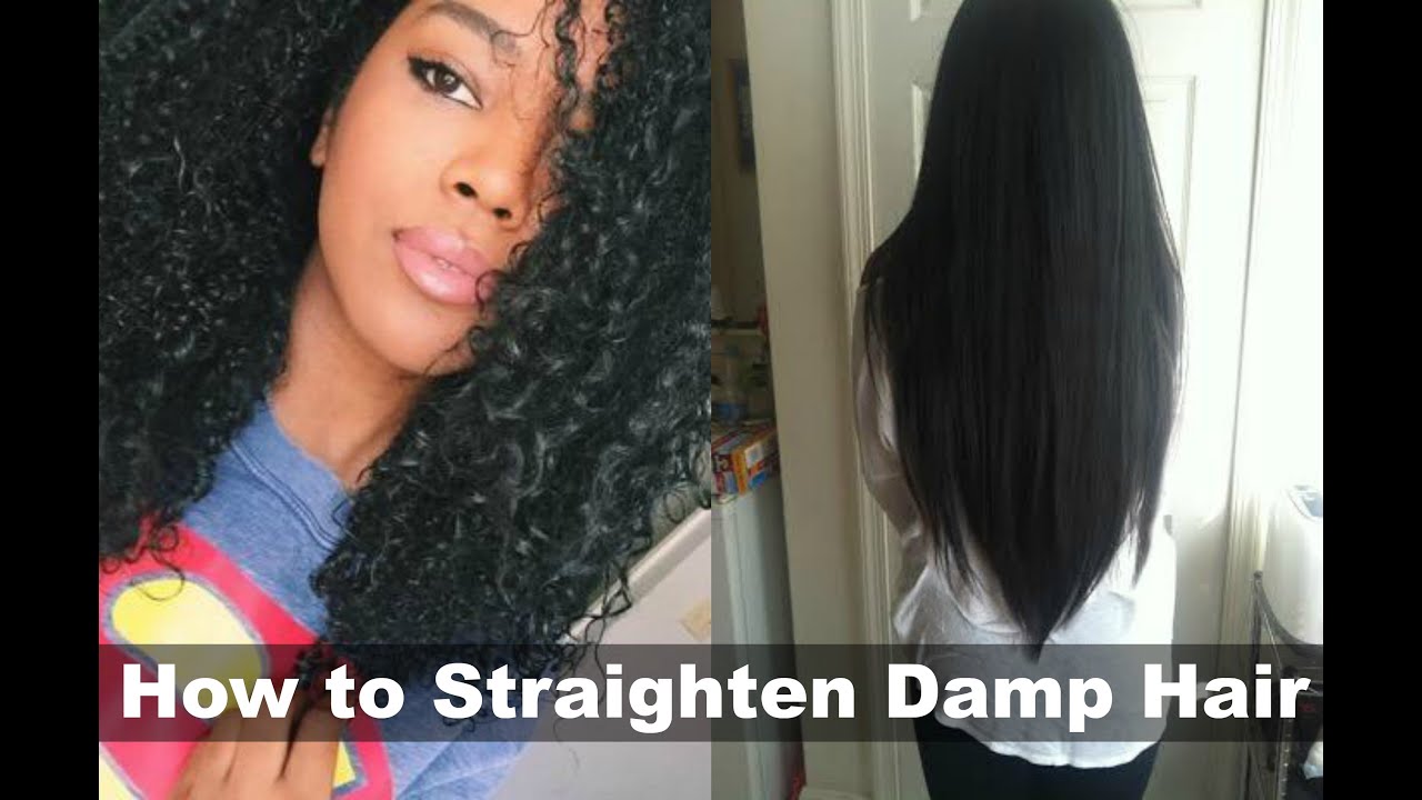 How to Flat Iron Damp Hair | Natural Hair - YouTube