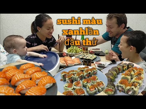 Video Lần đầu thử làm sushi màu xanh ????sushi cá hồi ????trứng... - youtube