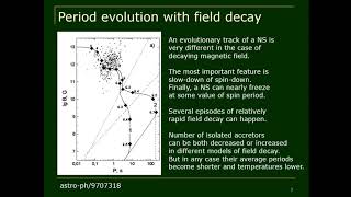 Эволюция магнитного поля нейтронных звезд.