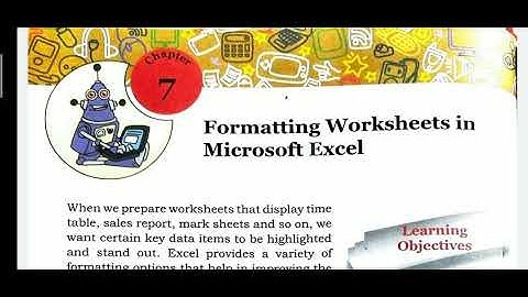 Computer,Class-6, Chapter-7(Formatting worksheet in Microsoft Excel)