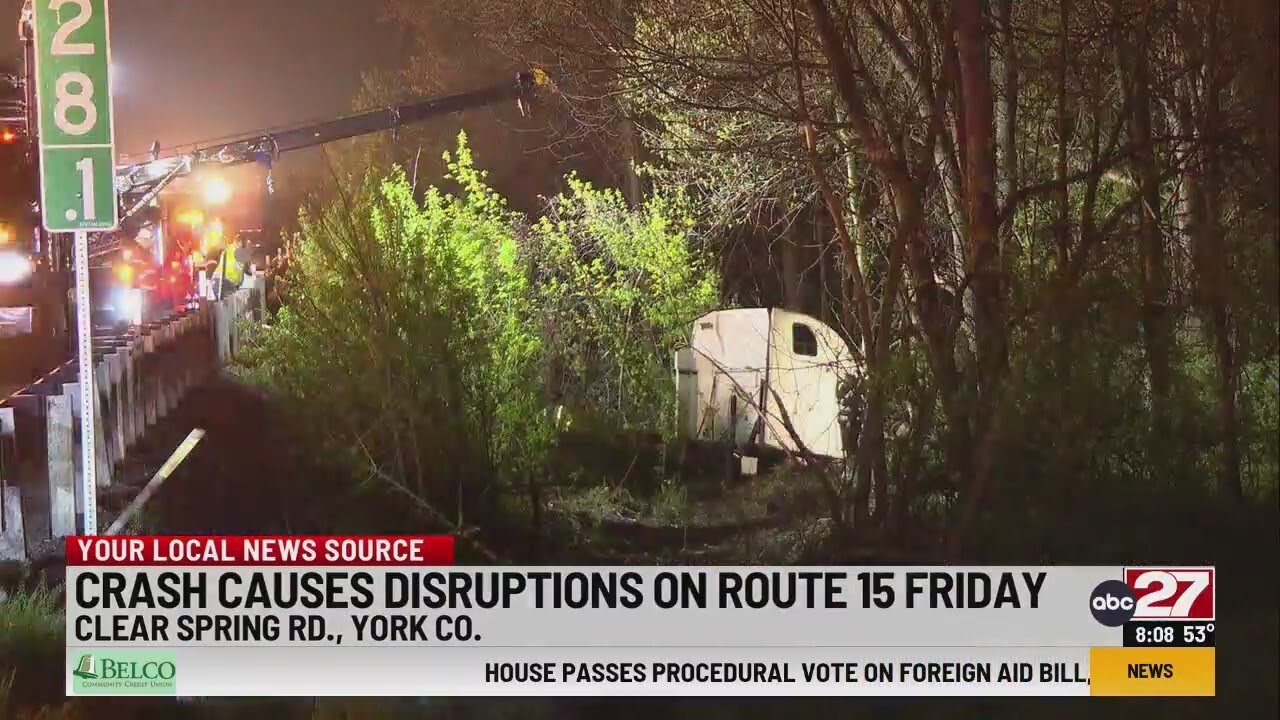 Road reopens following tractor-trailer crash in York County - YouTube