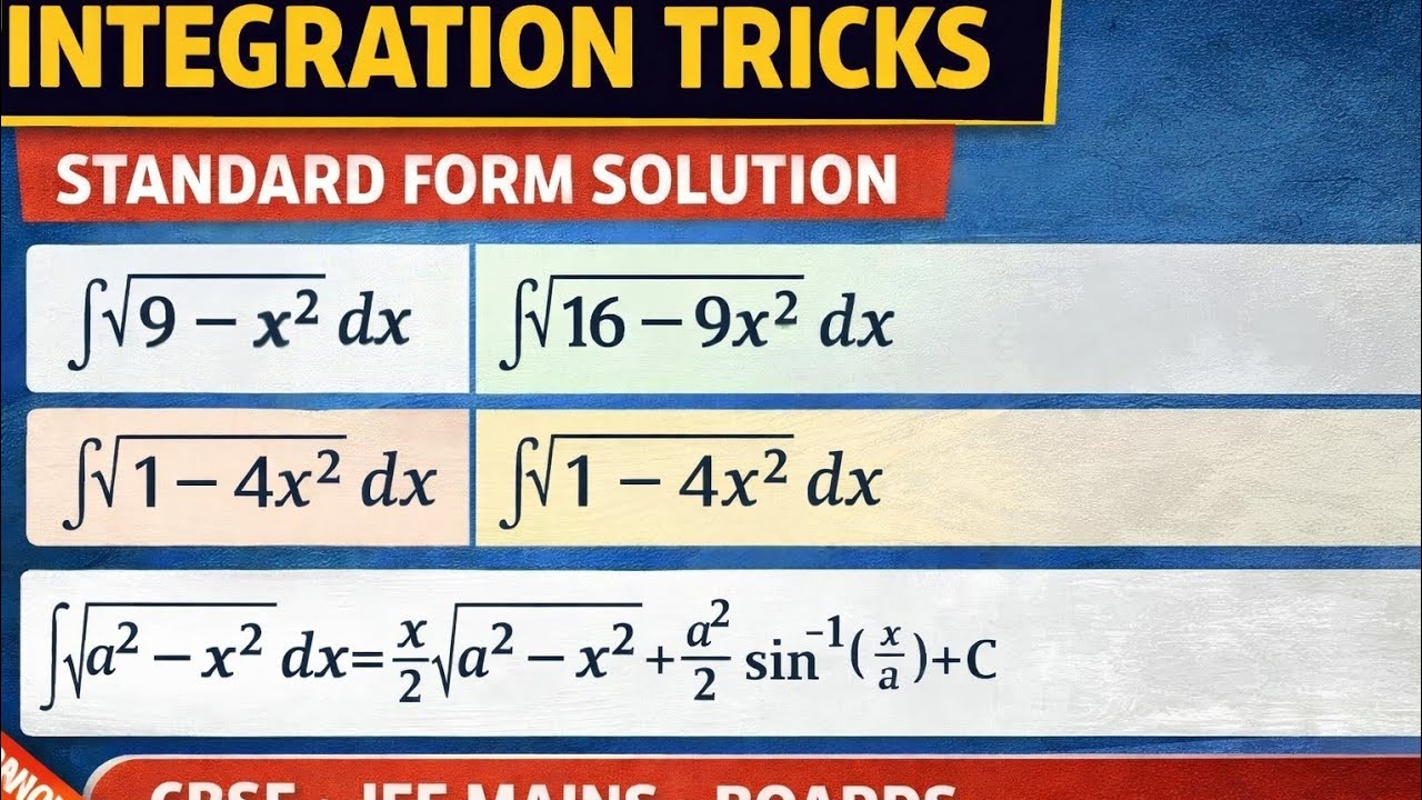 Integration of √(a² - x²) | Standard Form Tricks with Examples| Live Class | CBSE/JEE/Boards 