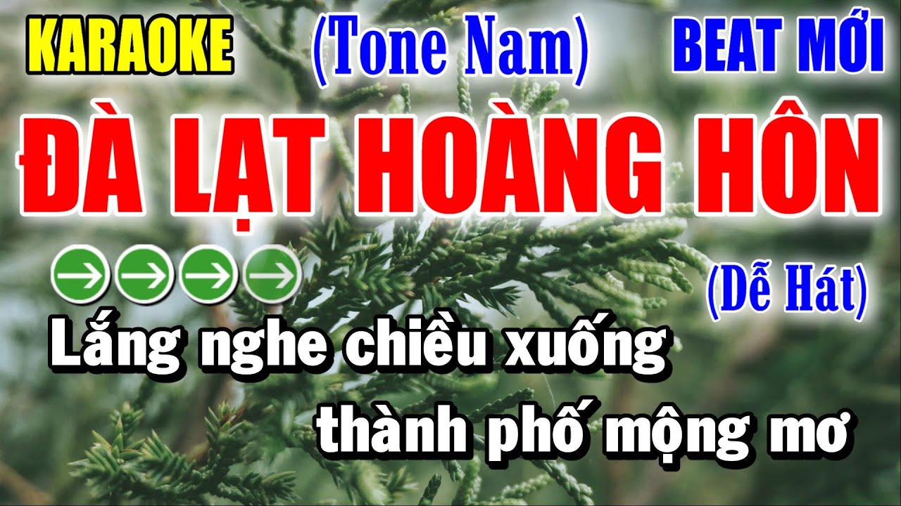 Đà Lạt Hoàng Hôn - Karaoke Tone Nam ✦ Âm Thanh Chuẩn | Yêu ca hát - Love Singing |