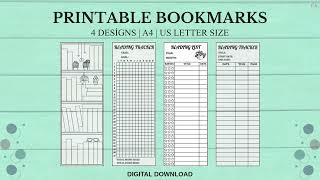 DIY Printable Bookmarks Reading Tracker & Book List Designs Reading Trackers (A4 & US Letter)