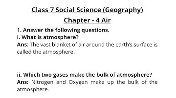Question Answers ONLY / AIR / Class-7 Geography NCERT Chapter 4 Solution By-KV Teacher