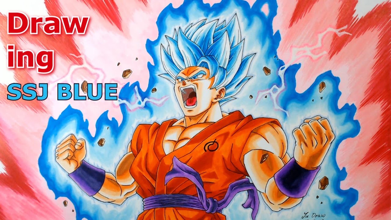 Drawing Goku Super Saiyan SSJ Blue Kaioken x20 - How to Draw Goku