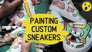 Customizing Air Force 1 Nikes | CupHead Gamer Shoes | How To Paint Sneakers with Posca and Angelus